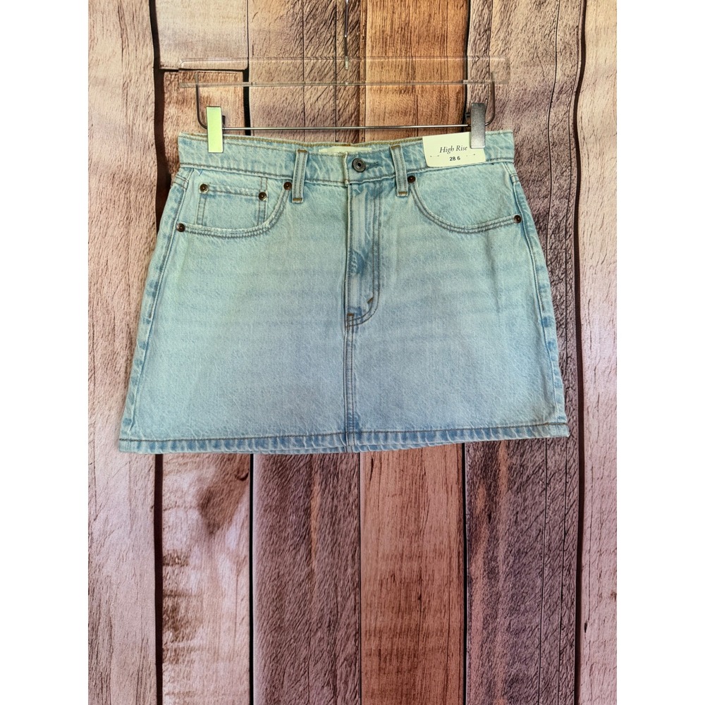 Abercrombie & Fitch High Rise Denim Mini Skirt Light Wash Summer Jean Size 28/6